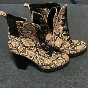 Steve Madden Snakeskin Lace-Up Ankle Boots